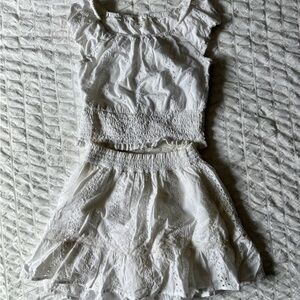 White Ruffled Top and Skirt Set